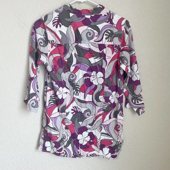 Columbia Blouse Womens Extra Small Purple Floral Outdoor Viscose Spring Casual - Picture 7 of 11